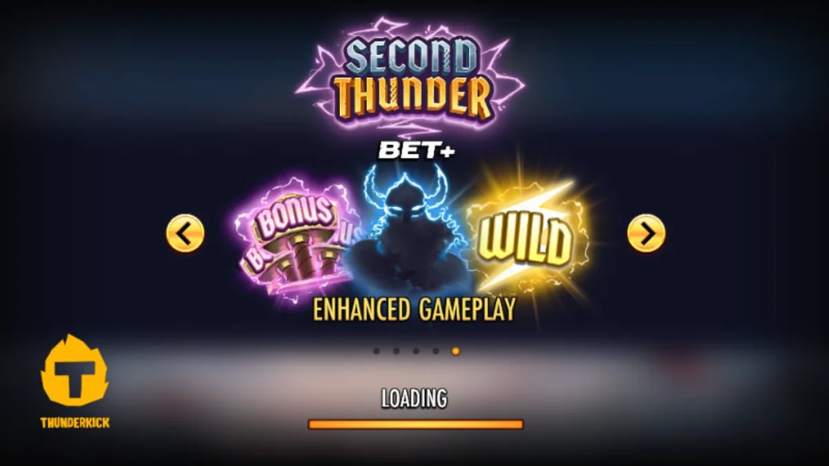 Pemandangan atmosferik dari slot Second Thunder dengan latar belakang medan perang bersalju.